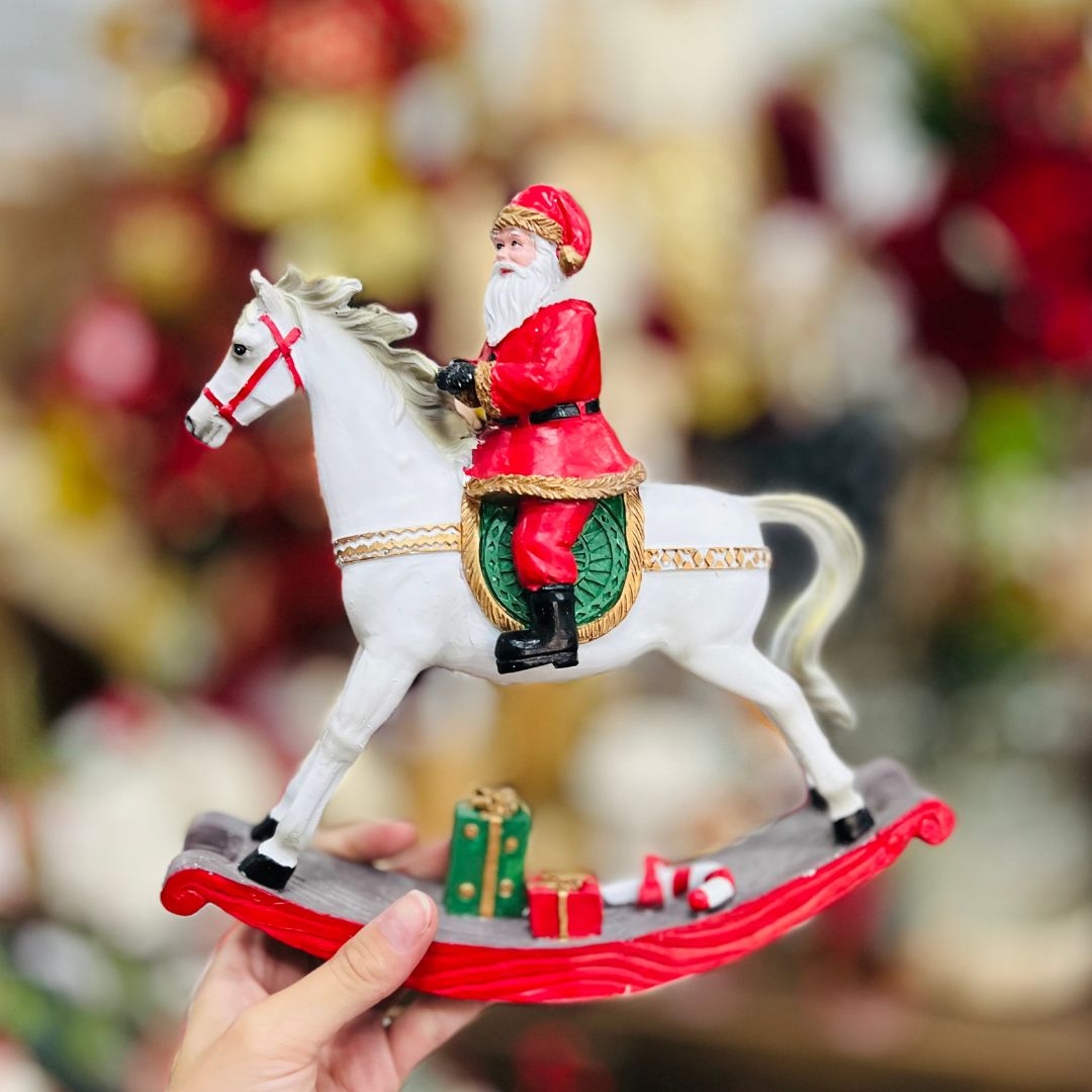 Cavalo Decorativo Com Papai Noel - 24cm