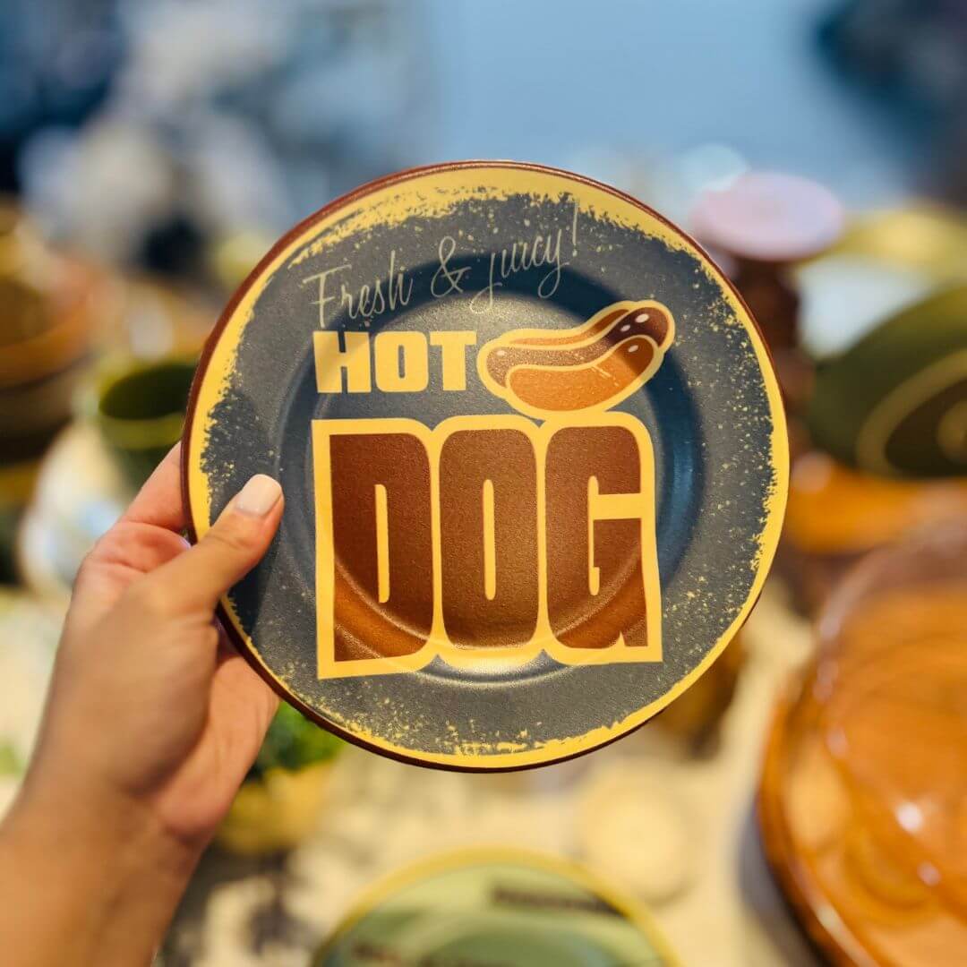 Kit 8 Peças Hot Dog Com Mini Molheira em Cerâmica