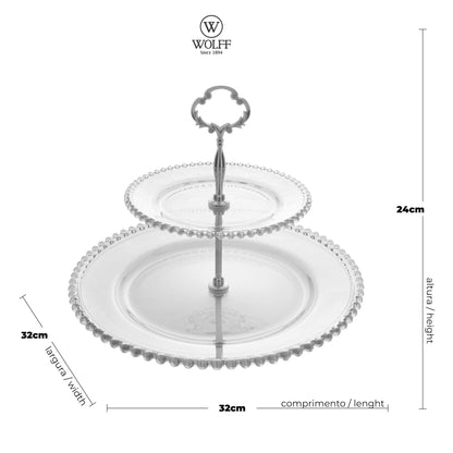 Prato Duplo de Cristal de Chumbo para Doces Pearl