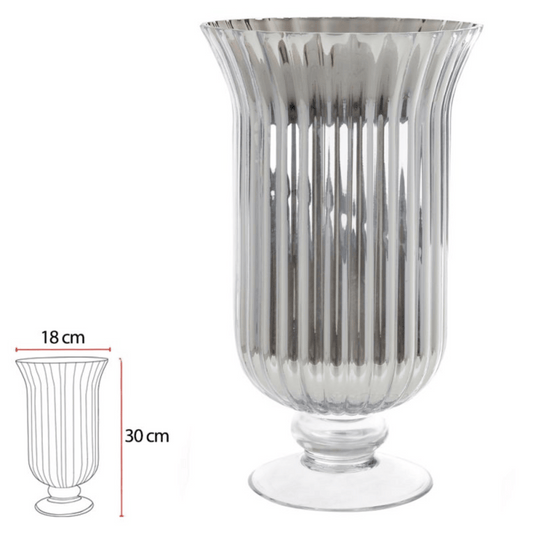 Vaso Vidro Taca Prata 30cm