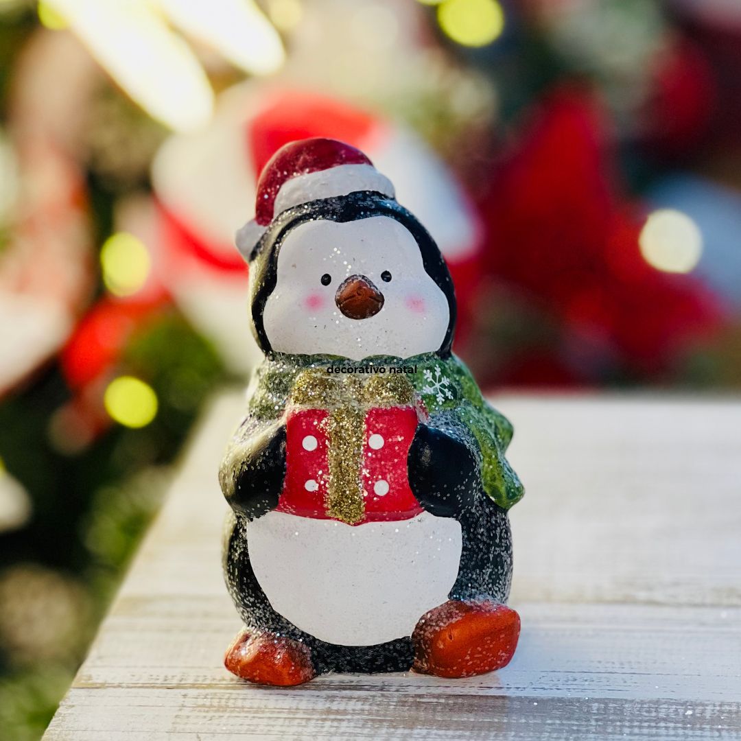 Enfeite Decorativo de Pinguim - Natal 13cm