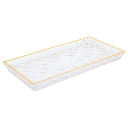 Travessa Cristal de Chumbo Com Fio de Ouro Deli Diamond 28,5x14,5x2cm