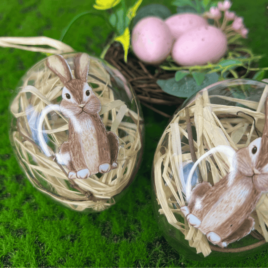 Ovos de Páscoa Para Pendurar De Vidro Coelho Com 02 Unidades 10cm