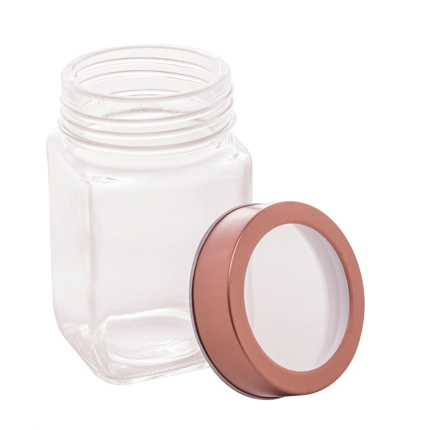 Pote Quadrado de Vidro e Metal Gastro Rose 300ml