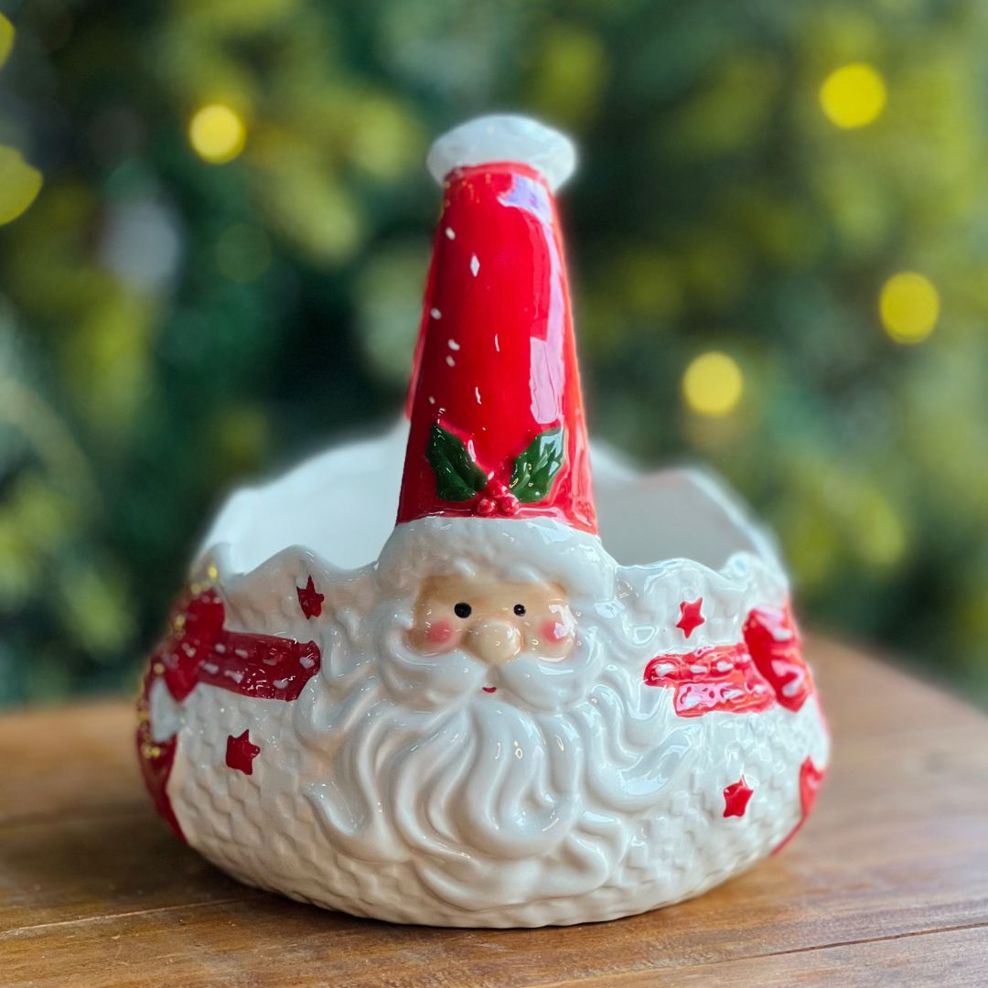 Cesto Decorativo Natalino - Papai Noel 17cm