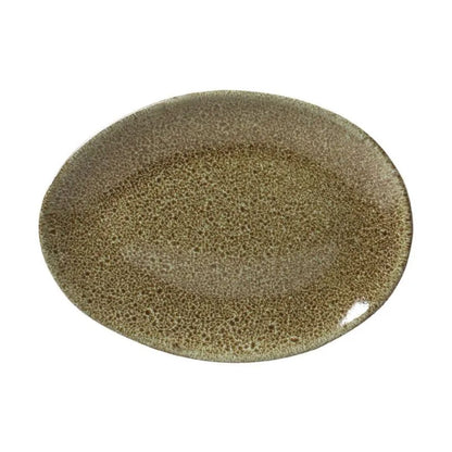 Prato Sobremesa Oval Orgânico Croco Verde de Cerâmica 22,5x2,5cm