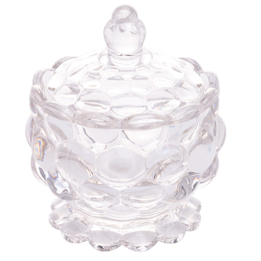 Potiche Decorativo Com Pe de Cristal de Chumbo Bolhas 8,5x9cm