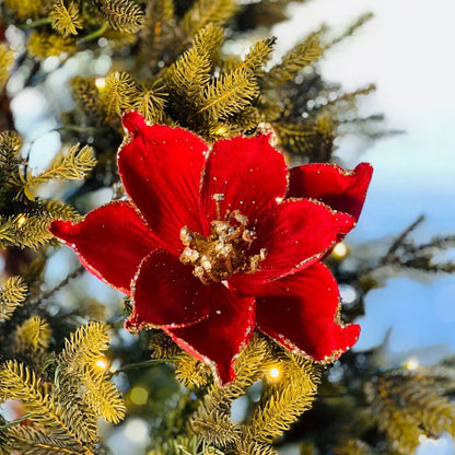 Flor Bico de Papagaio Com Glitter Vermelho - 34cm