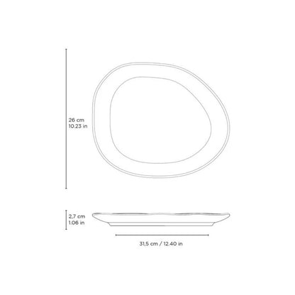 Prato Raso Oval Orgânico Croco Verde de Cerâmica 31x24x2,5cm