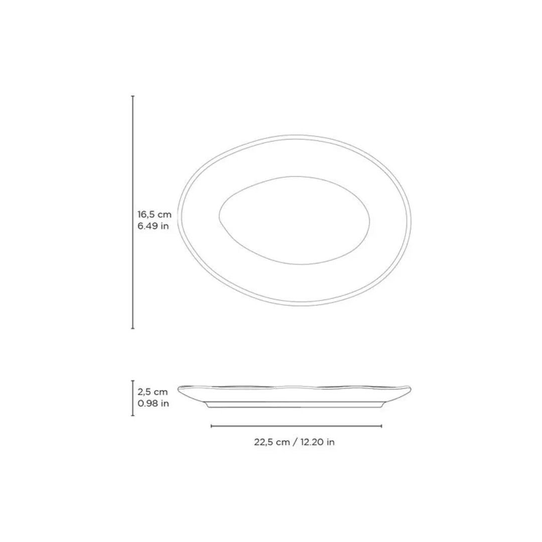 Prato Sobremesa Oval Orgânico Croco Verde de Cerâmica 22,5x2,5cm