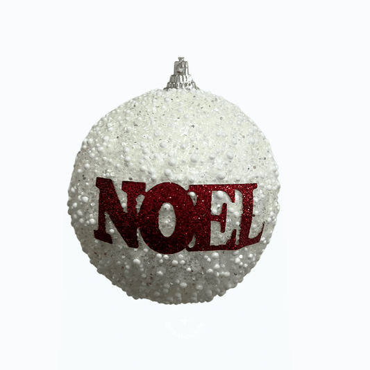 Bola Decorativa Branca Com Glitter Noel 8cm