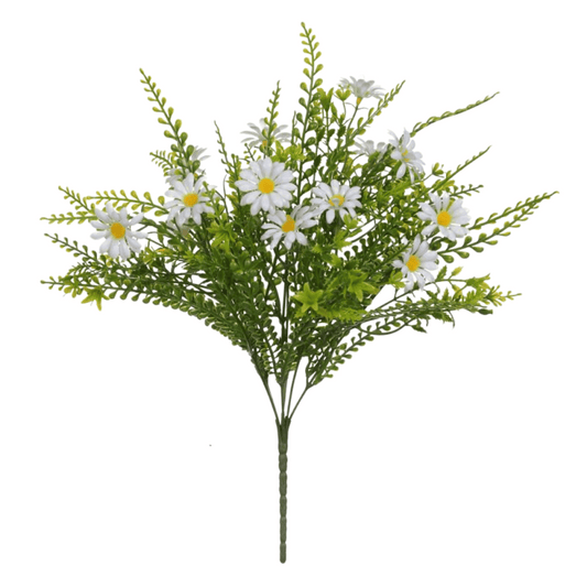 Galho Margarida Branco 14 Flores 37cm