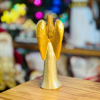 Anjo em Castiçal - Dourado Natal 33cm