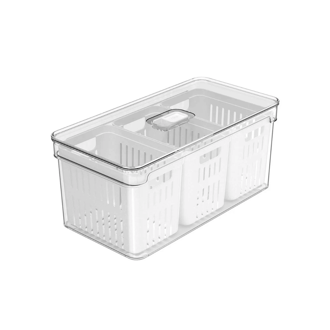 Organizador com Cesto Triplo Clear Fresh 15x30x13cm 5l