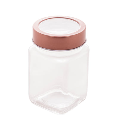 Pote Quadrado de Vidro e Metal Gastro Rose 300ml