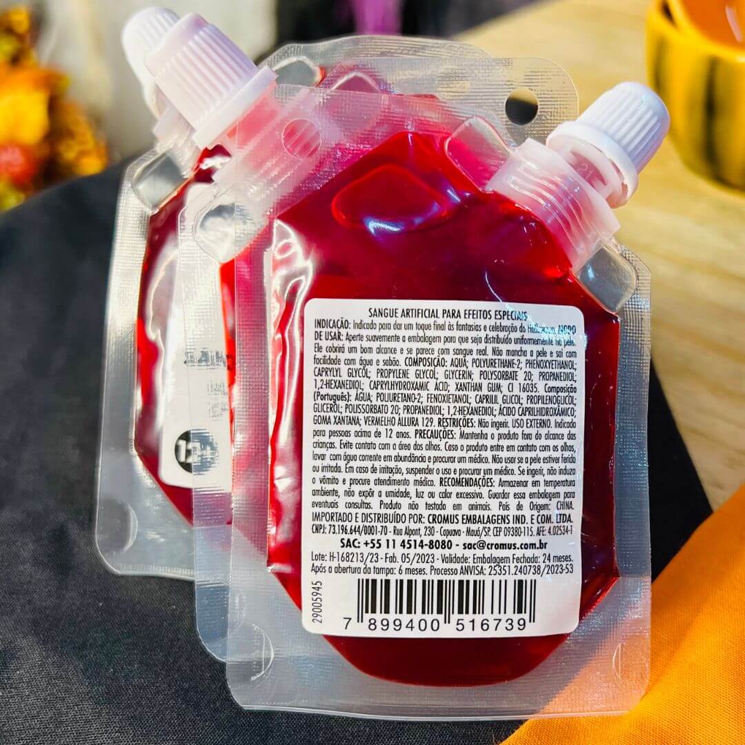 Bolsa de Sangue Falso Para Maquiagem Artificial 30ml