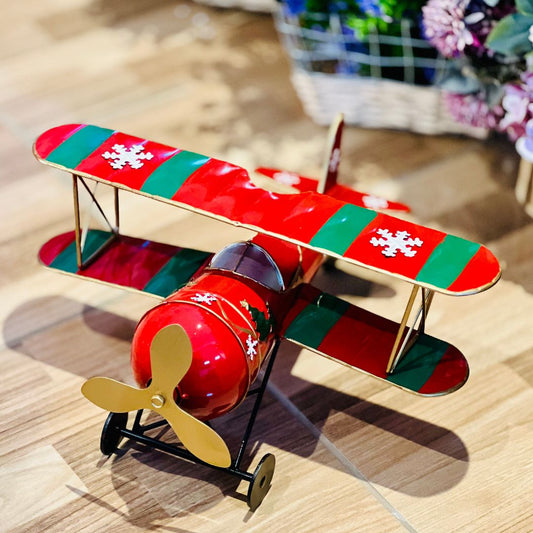 Avião de Natal Decorativo - 21x36,5x40,5cm