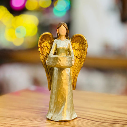 Anjo em Castiçal - Dourado Natal 19cm