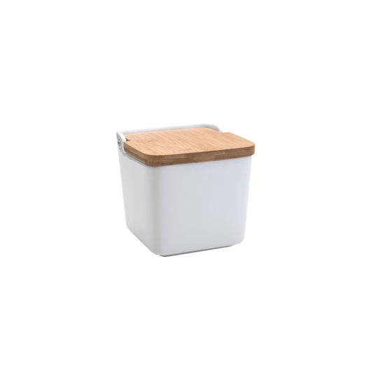 Saleiro de Mesa Cerâmica e Bambu Bianco 12x12cm