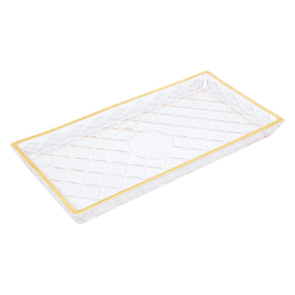 Travessa Cristal de Chumbo Com Fio de Ouro Deli Diamond 28,5x14,5x2cm