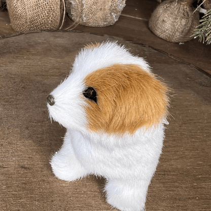 Cachorro Decorativo Branco Com Bege