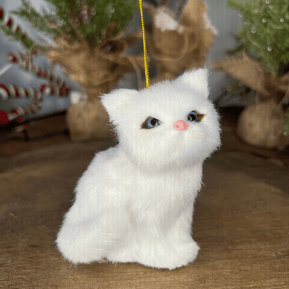 Gato para Pendurar Branco Em Pé 10cm