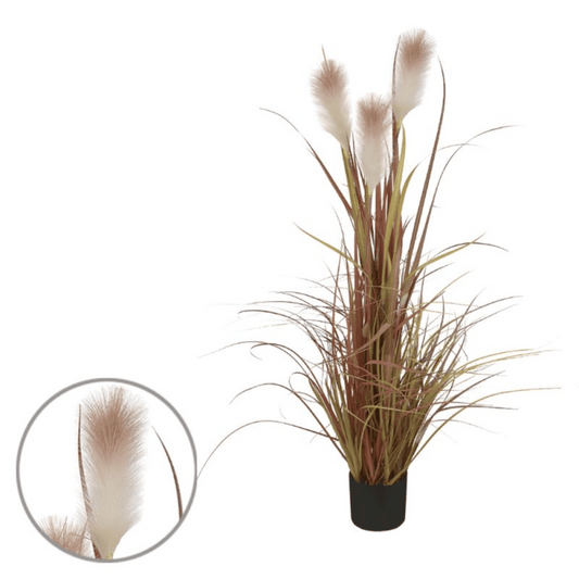 Folha Grass Pluma Com Pote Marrom Outono 1,2m