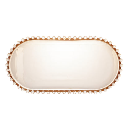 Travessa Cristal de Chumbo Oval Pearl Ambar 30x15x2cm