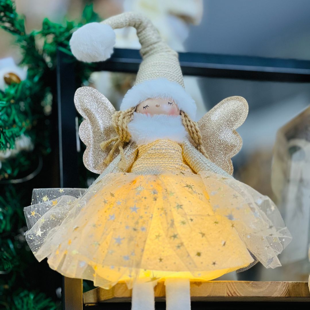 Anjo Sentado Com Led - 60cm