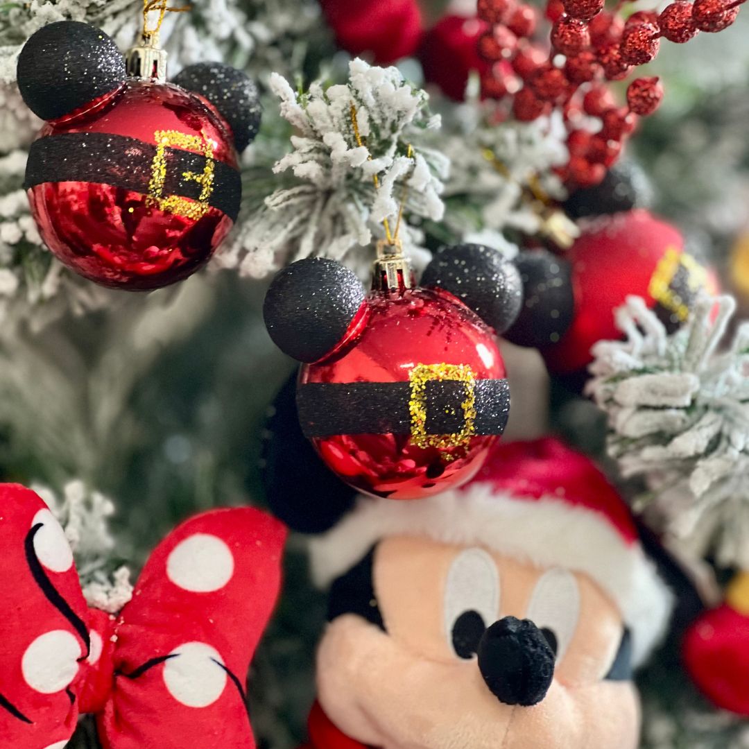 Caixa com 6 Bolas de Natal Roupa Do Mickey Disney 6cm