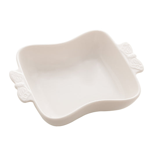 Porta Aneis Decorativo de Porcelana Butterfly Branco 15,5x12x4cm