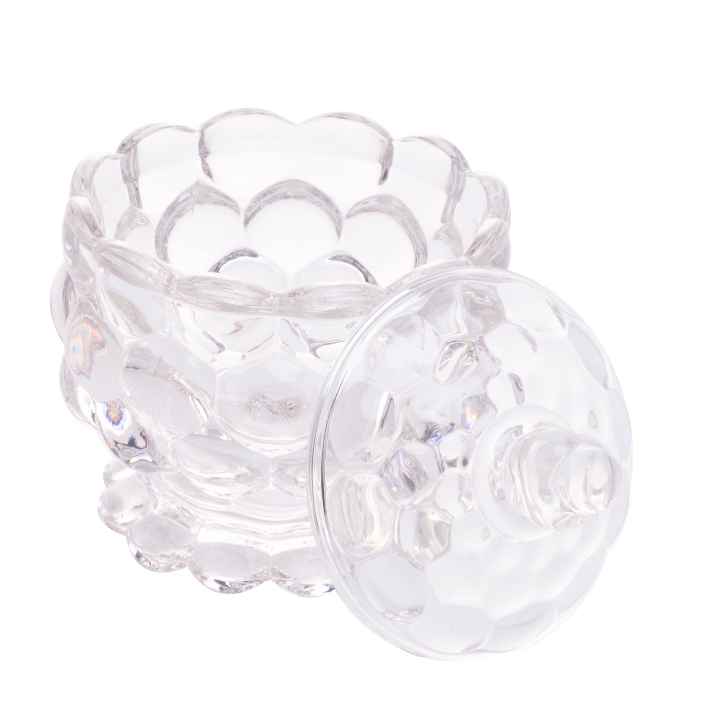 Potiche Decorativo Com Pe de Cristal de Chumbo Bolhas 8,5x9cm