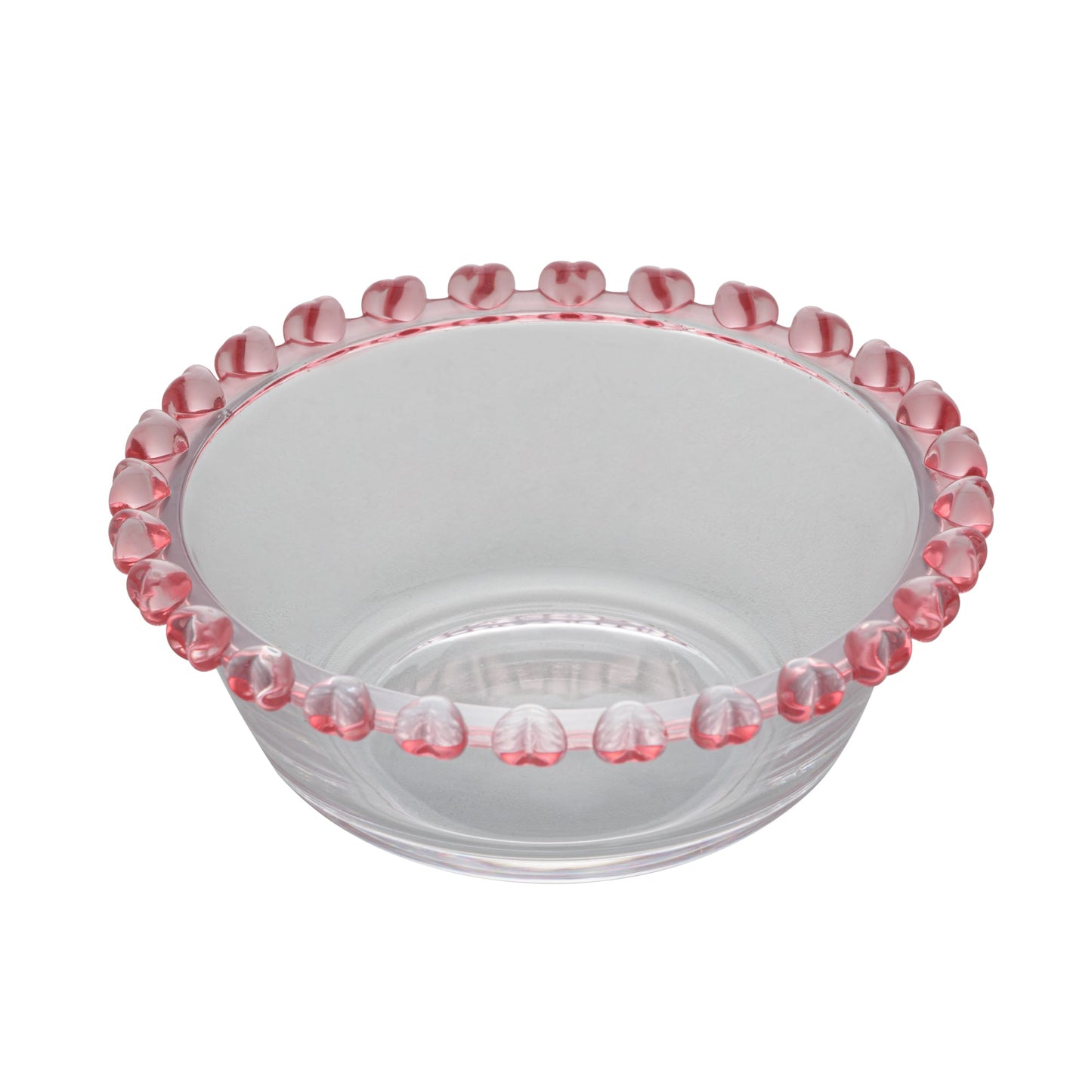 Bowl Raso Cristal de Chumbo Coracao Borda Rosa 11,5x4,5cm