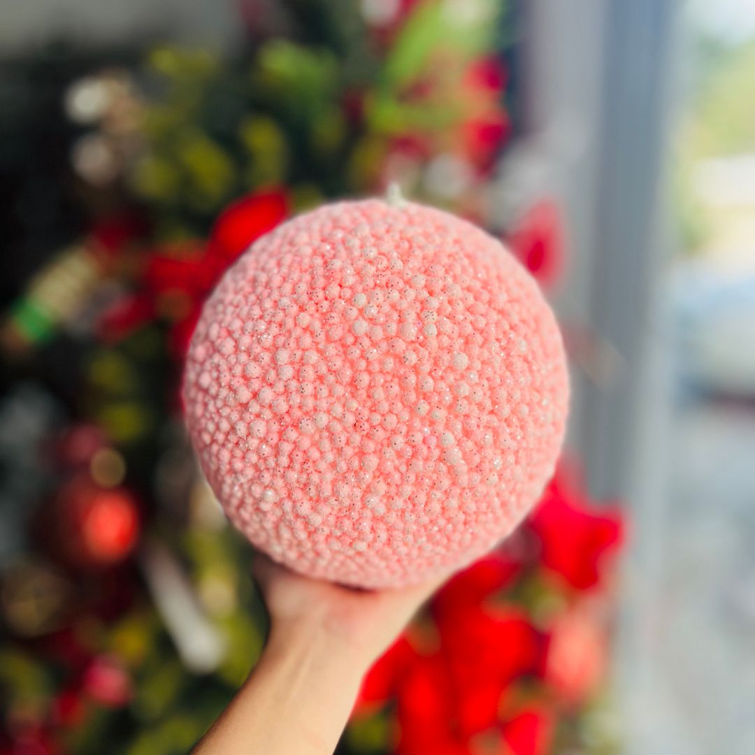 Bola Decorada de Natal Rosa - 20cm