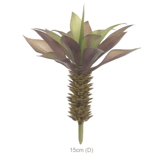 Flor Suculenta Agave Plastico Purpura Verde 17cm