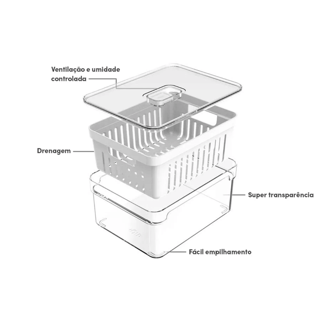 Organizador Clear Fresh Com Cesto 2,2l