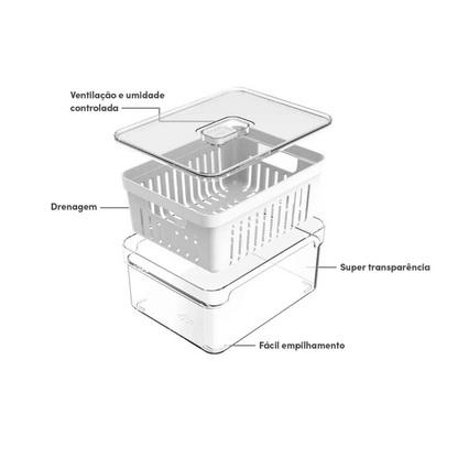 Organizador Clear Fresh Com Cesto 2,2l