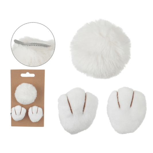 Enfeite de Páscoa com Clip Pompom e Patinhas Branco 16x9cm