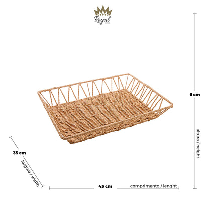 Bandeja Papel e Metal Retangular 45x35x6cm