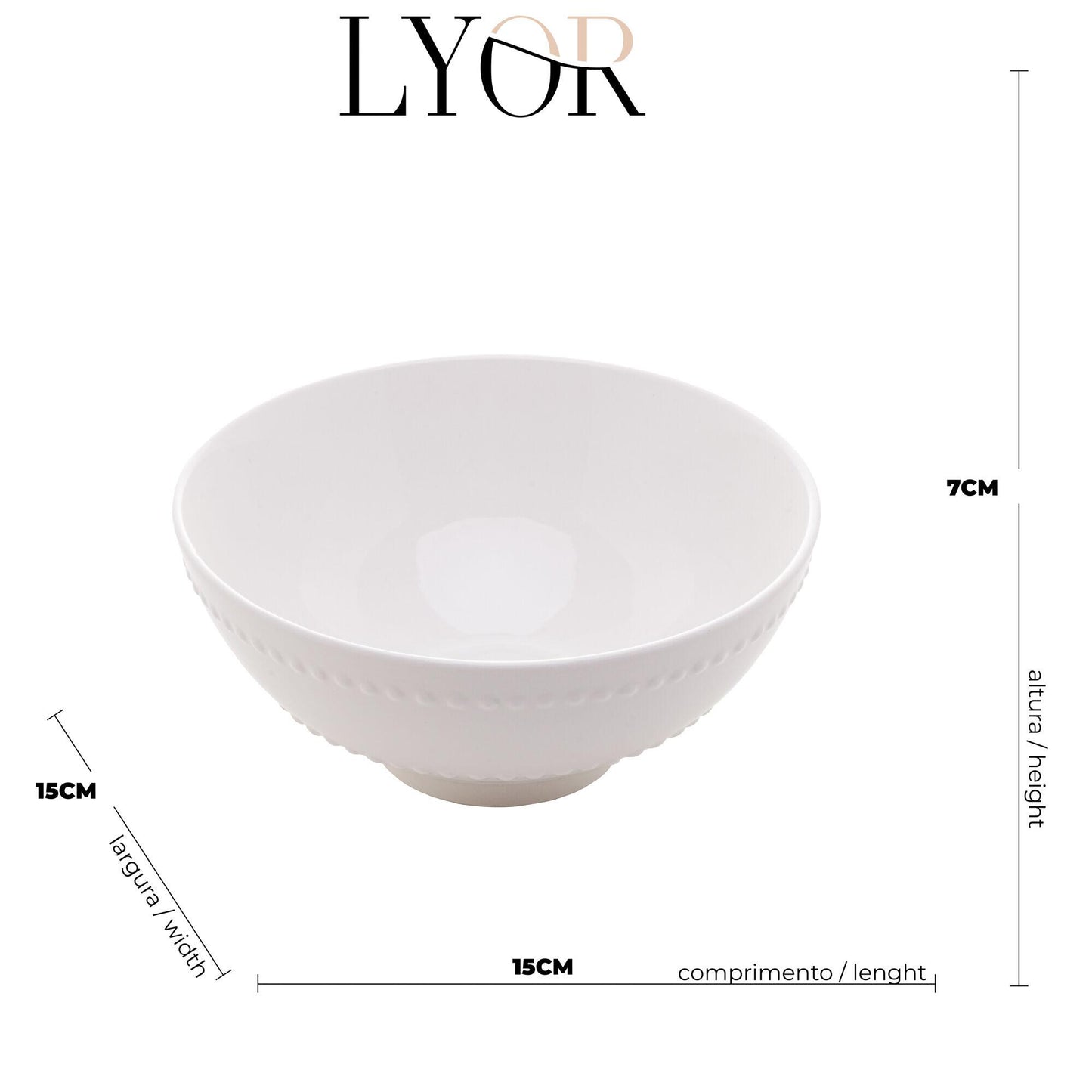 Bowl de Porcelana New Bone Pearl Branco 15x7cm