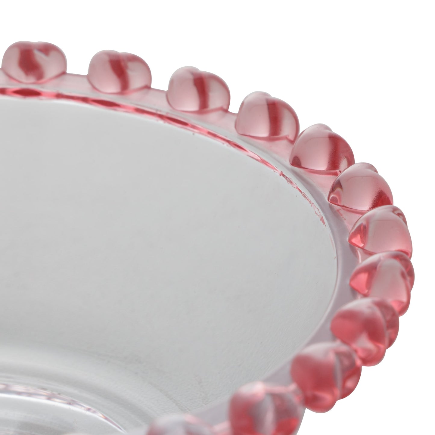 Bowl Raso Cristal de Chumbo Coracao Borda Rosa 11,5x4,5cm