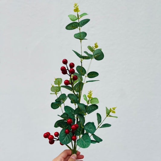 Galho Folha Eucalipto Berries - 65cm