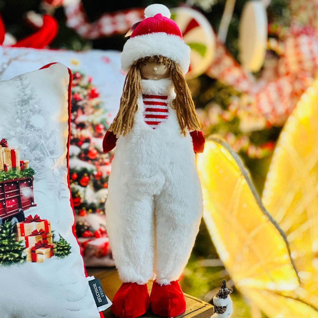 Boneca de Natal Menina em Pé - 43cm