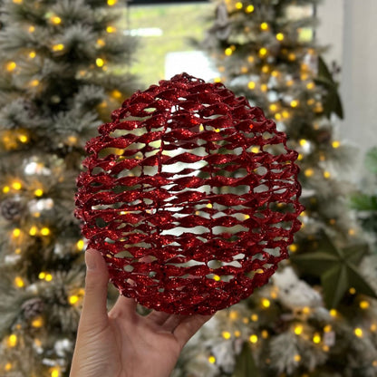 Bola Decorada Natal Aramada Vermelho - 20cm