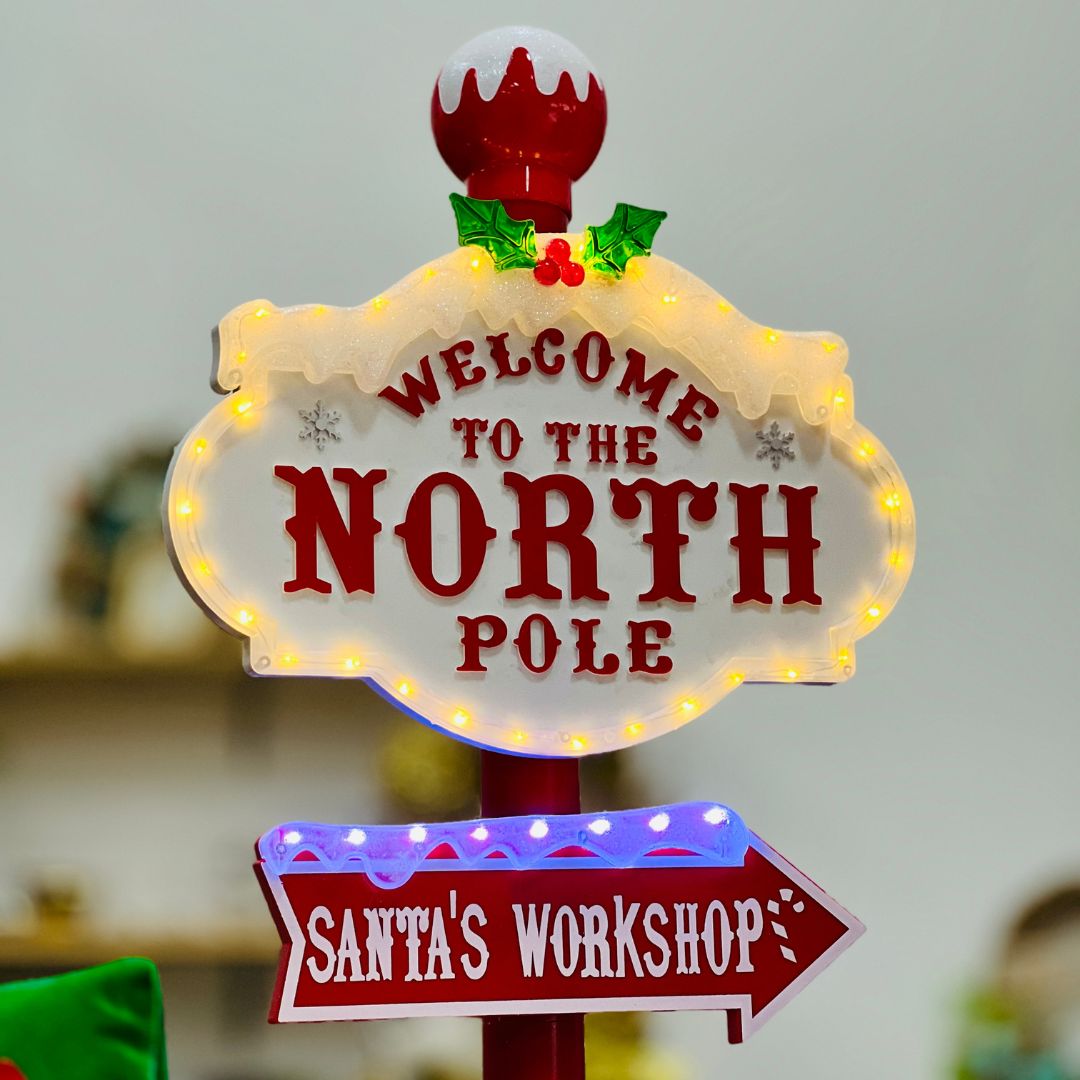 Placa de Direção - Welcome To The North Pole 95cm