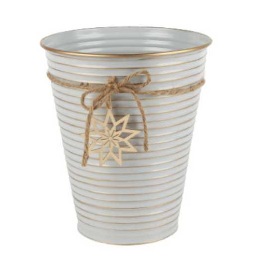 Vaso de Metal com Pingente Estrela Mdf 26x22x22cm