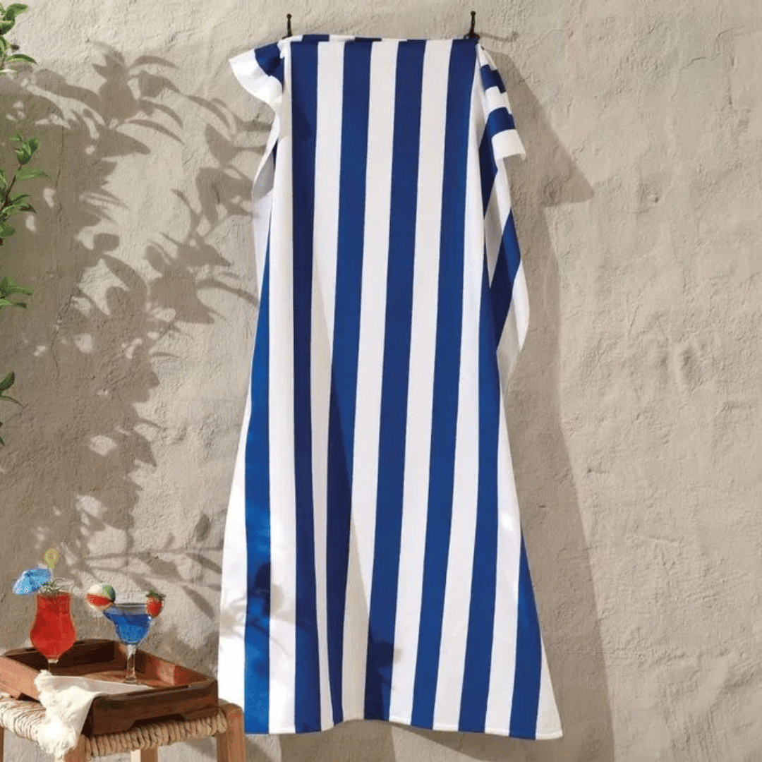 Toalha Praia Cabana Stripes Azul 76cm x 1,52m