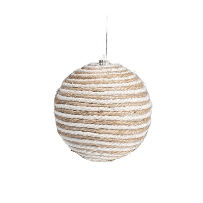 Caixa com 3 Bolas de Natal Decorada Natural Sisal 8cm