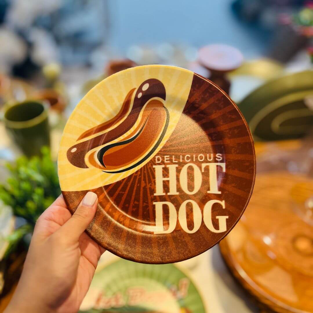 Kit 8 Peças Hot Dog Com Mini Molheira em Cerâmica