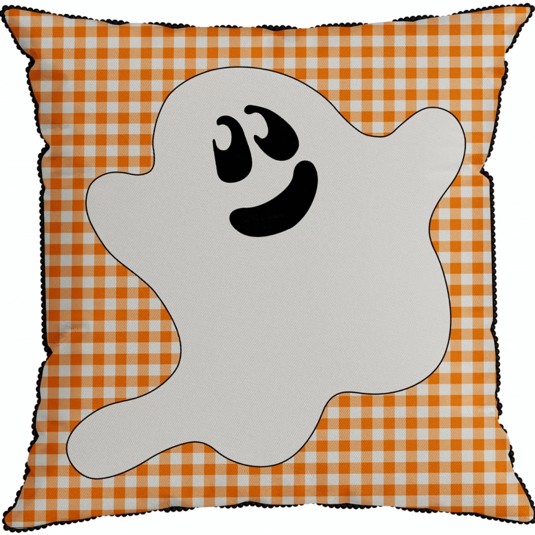 Capa Halloween Fantasma Xadrez Com Mini Grelot 43x43cm